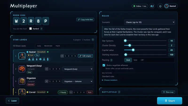 An online room before the game starts