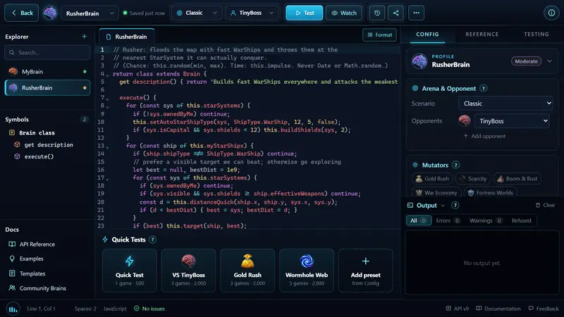 The Brain Workshop: a Brain's JavaScript and its test results